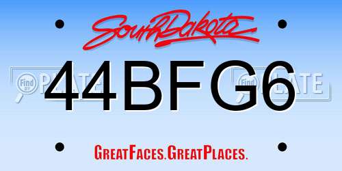 44BFG6 South Dakota License Plate