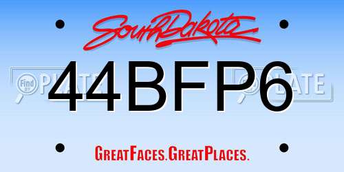 44BFP6 South Dakota License Plate