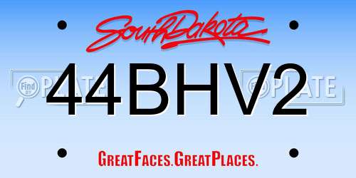 44BHV2 South Dakota License Plate