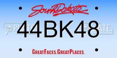 44BK48 South Dakota License Plate