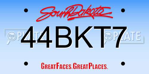 44BKT7 South Dakota License Plate