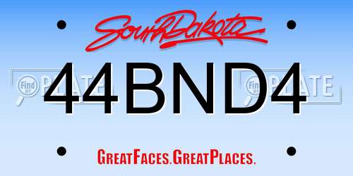 44BND4 South Dakota License Plate