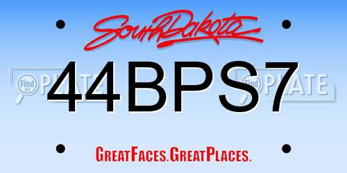 44BPS7 South Dakota License Plate