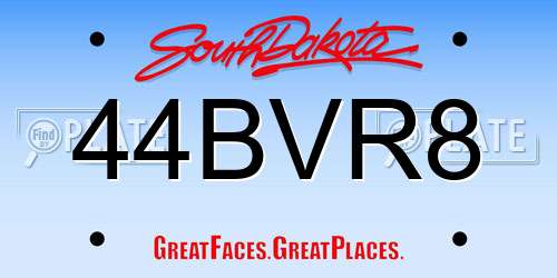 44BVR8 South Dakota License Plate