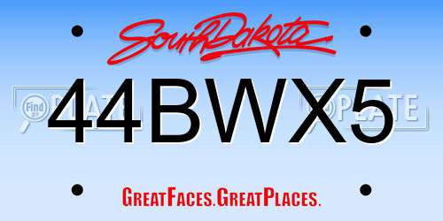 44BWX5 South Dakota License Plate
