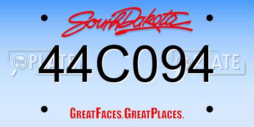 44C094 South Dakota License Plate