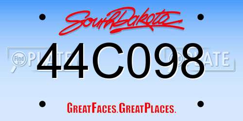 44C098 South Dakota License Plate