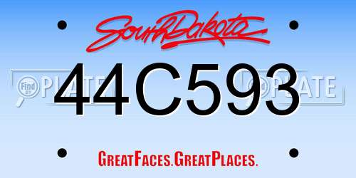 44C593 South Dakota License Plate