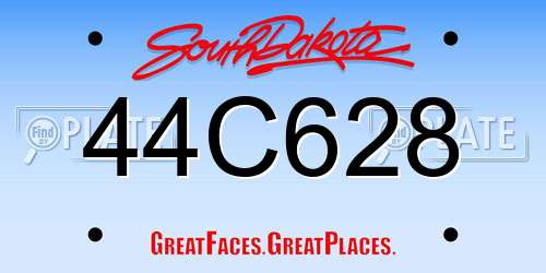 44C628 South Dakota License Plate
