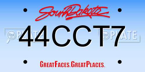 44CCT7 South Dakota License Plate