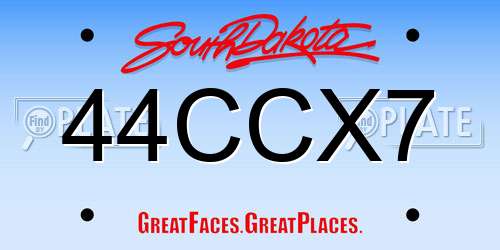 44CCX7 South Dakota License Plate