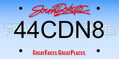 44CDN8 South Dakota License Plate