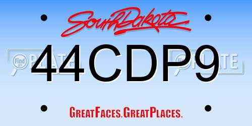 44CDP9 South Dakota License Plate