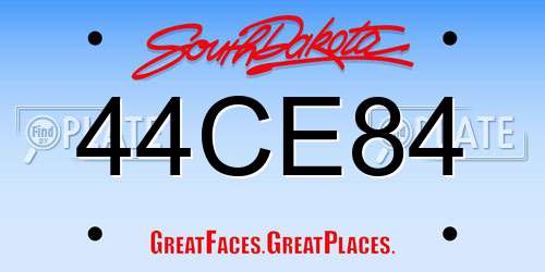 44CE84 South Dakota License Plate
