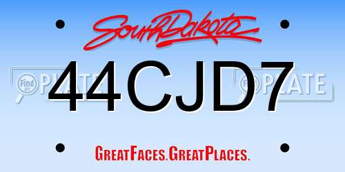 44CJD7 South Dakota License Plate
