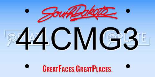 44CMG3 South Dakota License Plate