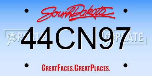44CN97 South Dakota License Plate