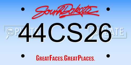 44CS26 South Dakota License Plate