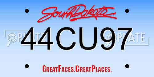 44CU97 South Dakota License Plate