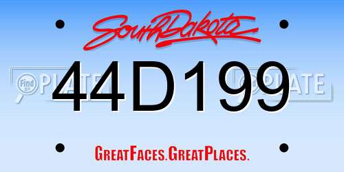 44D199 South Dakota License Plate