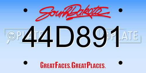 44D891 South Dakota License Plate
