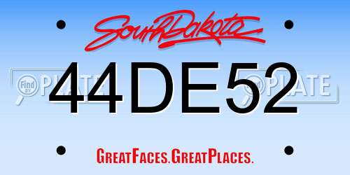 44DE52 South Dakota License Plate