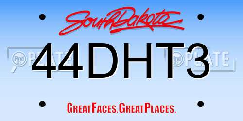 44DHT3 South Dakota License Plate