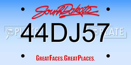 44DJ57 South Dakota License Plate