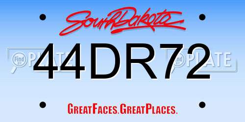 44DR72 South Dakota License Plate