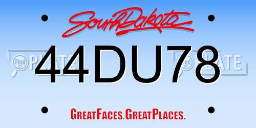 44DU78 South Dakota License Plate