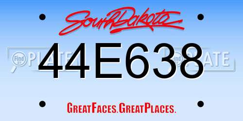 44E638 South Dakota License Plate