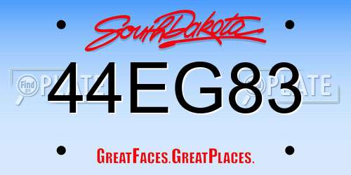 44EG83 South Dakota License Plate