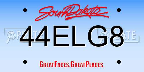 44ELG8 South Dakota License Plate
