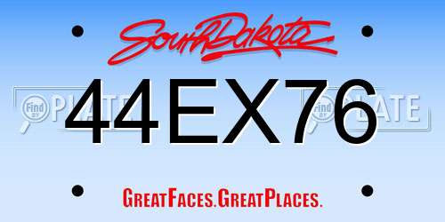 44EX76 South Dakota License Plate