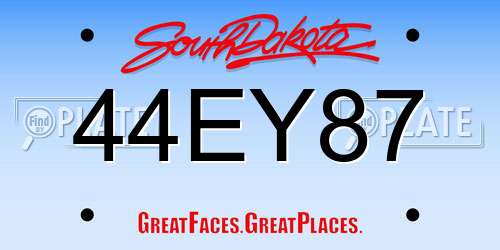 44EY87 South Dakota License Plate
