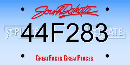 44F283 South Dakota License Plate