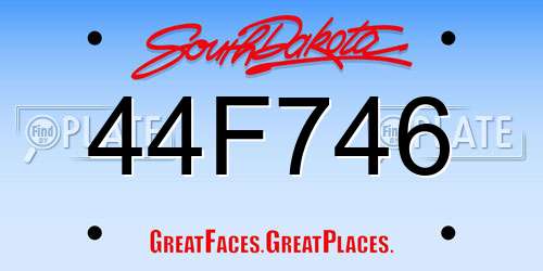 44F746 South Dakota License Plate