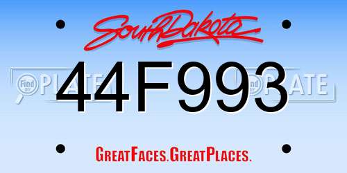 44F993 South Dakota License Plate
