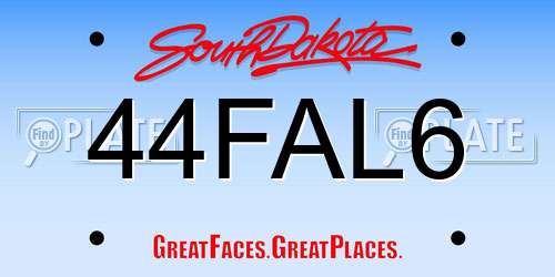 44FAL6 South Dakota License Plate