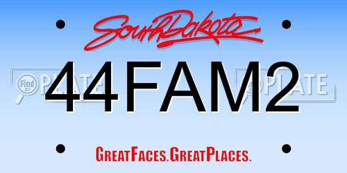 44FAM2 South Dakota License Plate