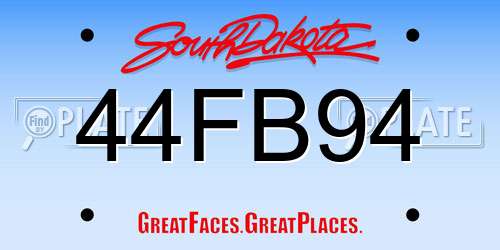 44FB94 South Dakota License Plate