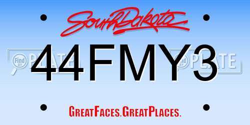 44FMY3 South Dakota License Plate