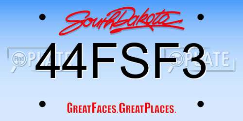 44FSF3 South Dakota License Plate