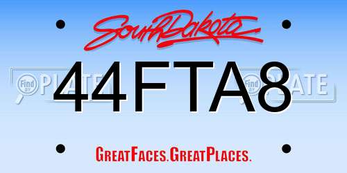 44FTA8 South Dakota License Plate