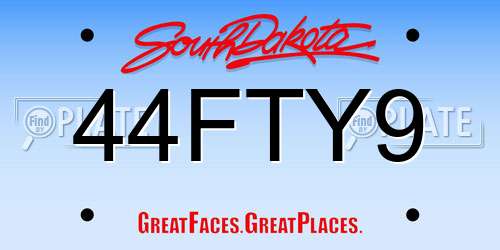 44FTY9 South Dakota License Plate