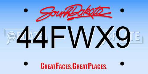 44FWX9 South Dakota License Plate