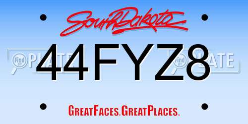 44FYZ8 South Dakota License Plate