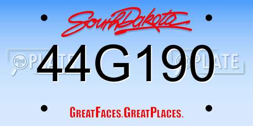 44G190 South Dakota License Plate