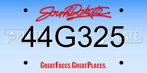 44G325 South Dakota License Plate