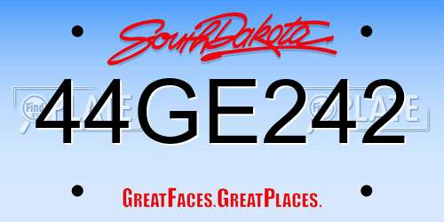 44GE242 South Dakota License Plate